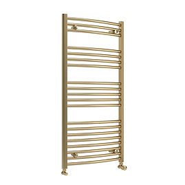 Toreno Heated Towel Rail – Brushed Brass – 600 x 1200mm – Curved Bars