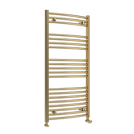 Toreno Heated Towel Rail – Brushed Brass – 600 x 1200mm – Curved Bars