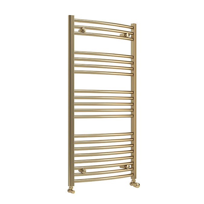 Toreno Heated Towel Rail – Brushed Brass – 600 x 1200mm – Curved Bars