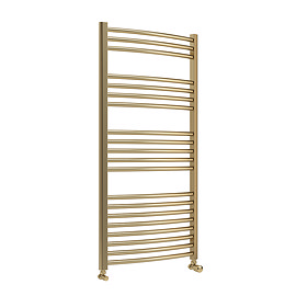 Toreno Heated Towel Rail – Brushed Brass – 600 x 1200mm – Curved Bars