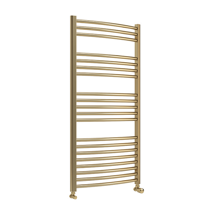 Toreno Heated Towel Rail – Brushed Brass – 600 x 1200mm – Curved Bars