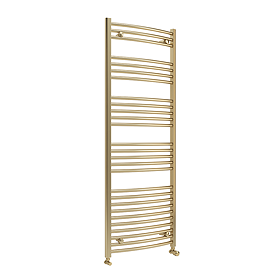 Toreno Heated Towel Rail - Brushed Brass - 600 x 1600mm - Curved Bars