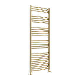 Toreno Heated Towel Rail - Brushed Brass - 600 x 1600mm - Curved Bars
