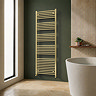 Toreno Heated Towel Rail – Brushed Brass – 600 x 1800mm – Curved Bars
