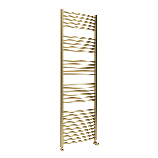 Toreno Heated Towel Rail – Brushed Brass – 600 x 1800mm – Curved Bars