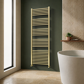 Toreno Heated Towel Rail – Brushed Brass – 600 x 1800mm – Straight Bars