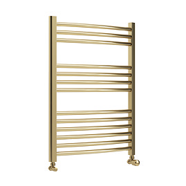 Toreno Heated Towel Rail - Brushed Brass - 600 x 800mm - Curved Bars