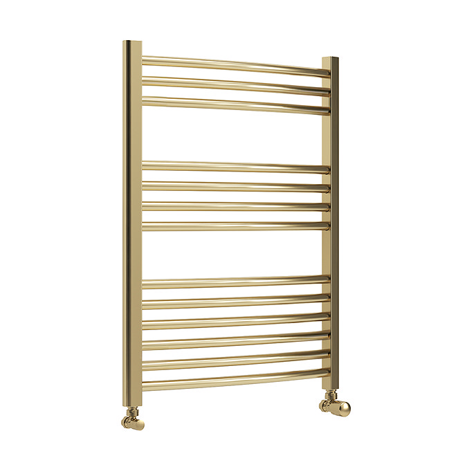 Toreno Heated Towel Rail - Brushed Brass - 600 x 800mm - Curved Bars