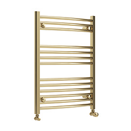 Toreno Heated Towel Rail - Brushed Brass - 600 x 800mm - Curved Bars