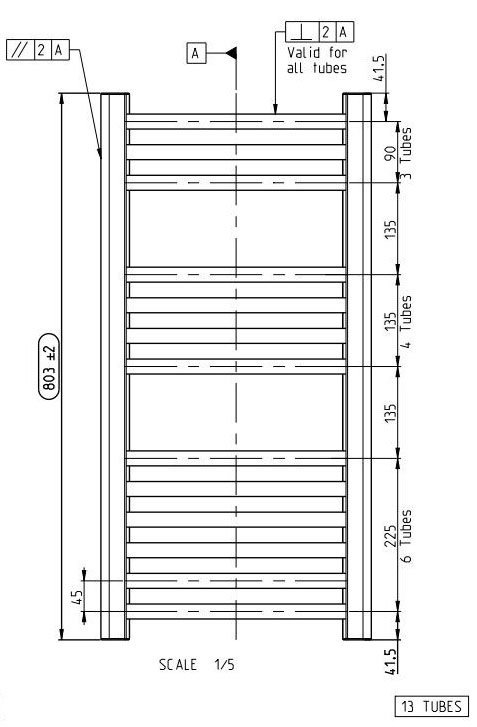 Toreno Heated Towel Rail – Brushed Brass – 600 x 800mm – Straight Bars