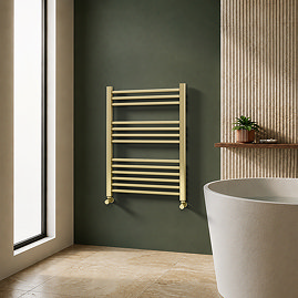 Toreno Heated Towel Rail – Brushed Brass – 600 x 800mm – Straight Bars