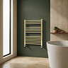 Toreno Heated Towel Rail – Brushed Brass – 600 x 800mm – Straight Bars