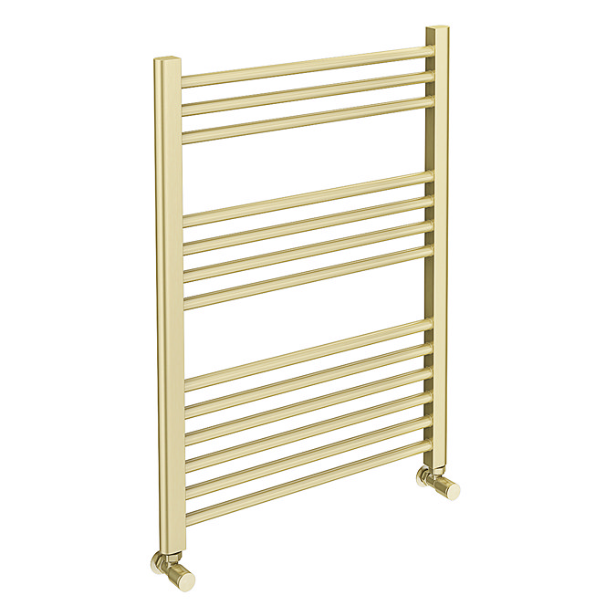 Toreno Heated Towel Rail – Brushed Brass – 600 x 800mm – Straight Bars