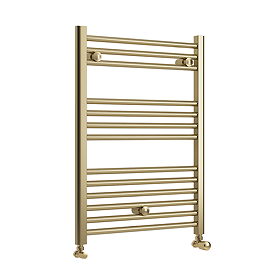 Toreno Heated Towel Rail – Brushed Brass – 600 x 800mm – Straight Bars