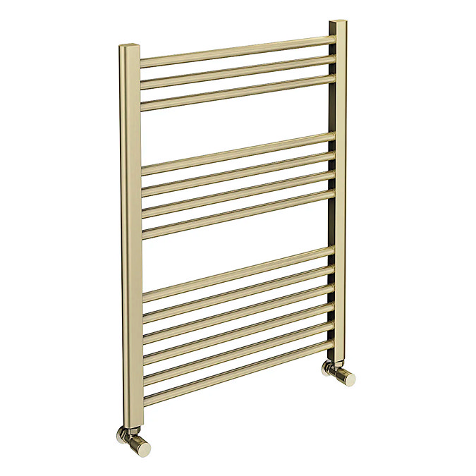 Toreno Heated Towel Rail – Brushed Brass – 600 x 800mm – Straight Bars