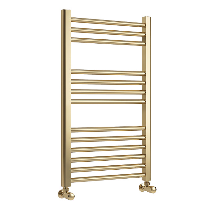 Toreno Heated Towel Rail – Brushed Brass – 500 x 800mm – Straight Bars