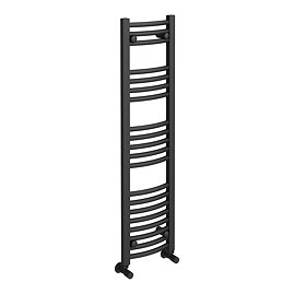 Toreno Heated Towel Rail - Matt Black - 300 x 1200mm - Curved Bars