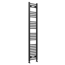 Toreno Heated Towel Rail - Matt Black - 300 x 1600mm - Curved Bars