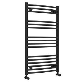 Toreno Heated Towel Rail - Matt Black - 600 x 1000mm - Curved Bars