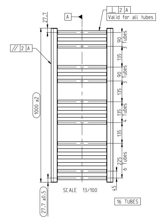 Toreno Heated Towel Rail - Matt Black - 600 x 1000mm - Straight Bars
