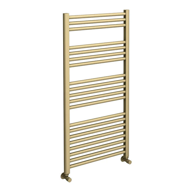 Toreno Heated Towel Rail - Brushed Brass - 600 x 1200mm - Straight Bars