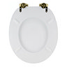 Toreno High Gloss White MDF Bottom Fixing Toilet Seat Brushed Brass Hinges  Feature Large Image