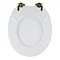 Toreno High Gloss White MDF Bottom Fixing Toilet Seat Brushed Brass Hinges  Feature Large Image