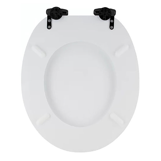 Toreno High Gloss White MDF Bottom Fixing Toilet Seat Matt Black Hinges  Feature Large Image