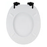 Toreno High Gloss White MDF Bottom Fixing Toilet Seat Matt Black Hinges  Feature Large Image