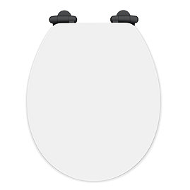 Toreno High Gloss White MDF Bottom Fixing Toilet Seat Matt Black Hinges Large Image