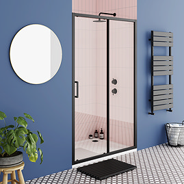 Toreno Matt Black 1000 x 1900 Sliding Shower Door