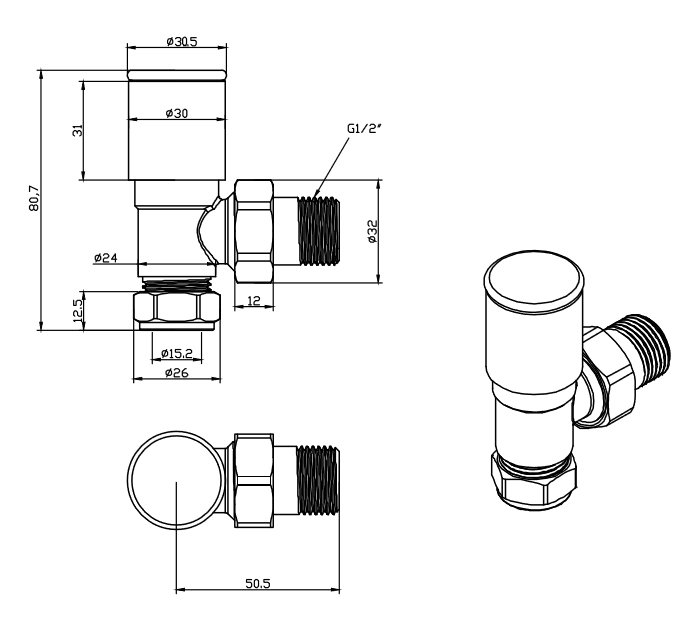 Toreno Matt Black 1000 x 500mm Straight Heated Towel Rail with Valves & Electric Heating Kit