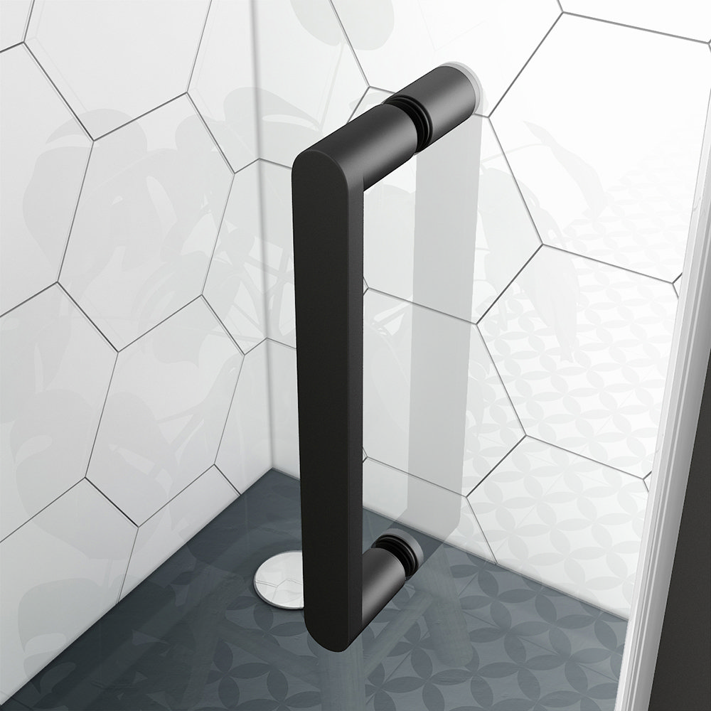 Toreno Matt Black 1000 x 800mm Sliding Door Shower Enclosure + Slate