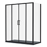 Toreno Matt Black 1400 x 900mm Double Sliding Door Shower Enclosure + Slate Effect Tray