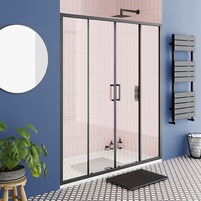 Toreno Matt Black 1700 x 1900 Double Sliding Shower Door