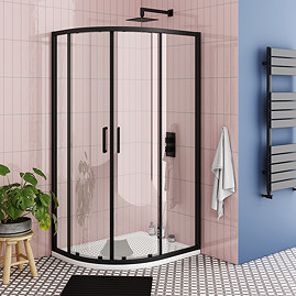 Toreno Matt Black 760 x 900mm Offset Quadrant Shower Enclosure without Tray