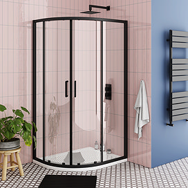 Toreno Matt Black 760 x 900mm Offset Quadrant Shower Enclosure without Tray