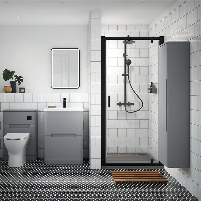 Toreno Matt Black 800 x 1900 Pivot Shower Door