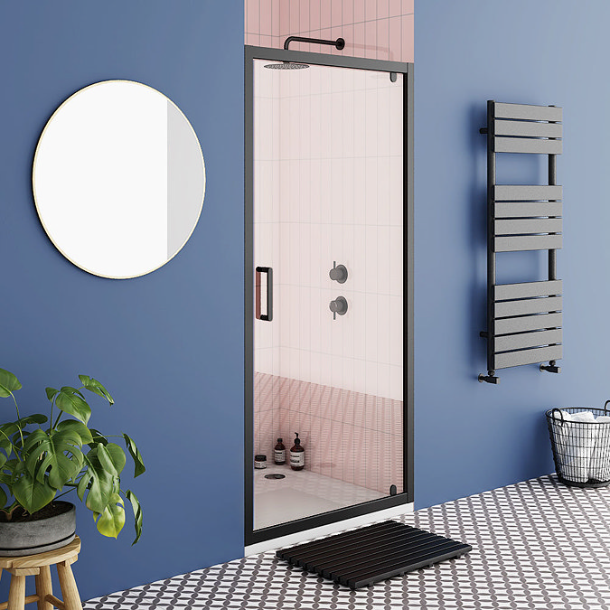Toreno Matt Black 800 x 1900 Pivot Shower Door