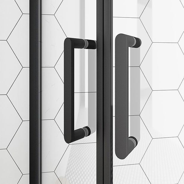 Toreno Matt Black 800 x 800mm Quadrant Shower Enclosure + Slate Effect Tray