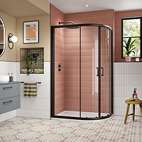 Toreno Matt Black 900 x 1200mm Offset Quadrant Shower Enclosure without Tray