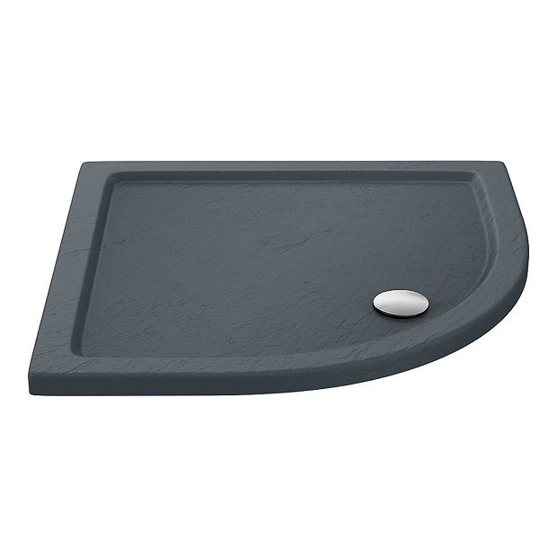 Toreno Matt Black 900 x 900mm Quadrant Shower Enclosure + Slate Effect