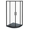 Toreno Matt Black 900 x 900mm Quadrant Shower Enclosure + Slate Effect Tray