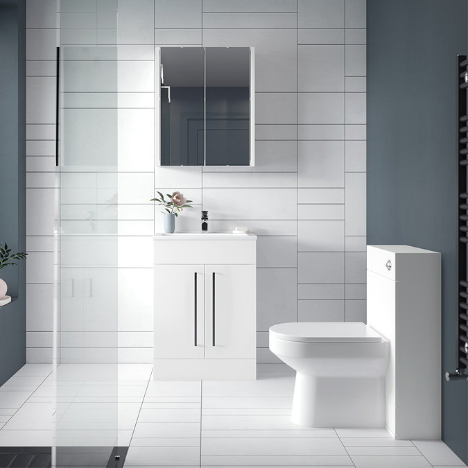 AquaSure Toreno PVC Vanity Unit - 600mm Modern Gloss White - 100% Waterproof