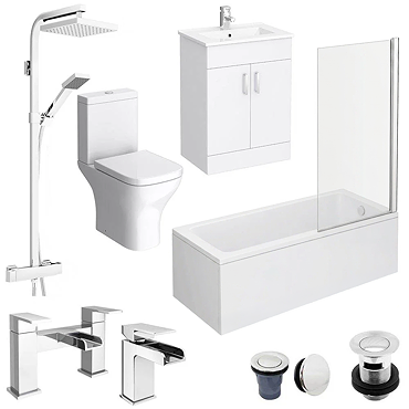 Toreno Square Single Ended Bath Complete Bathroom Package