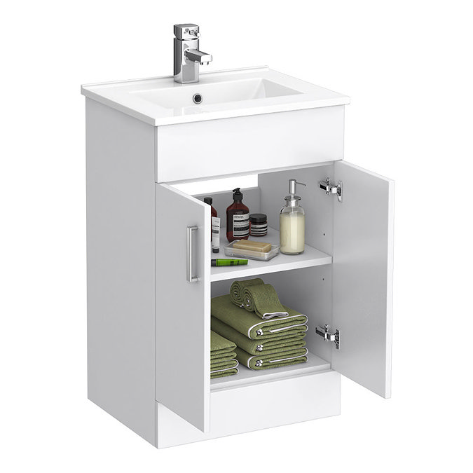 Toreno White 500mm Vanity Unit (Flat Packed)  Profile Large Image