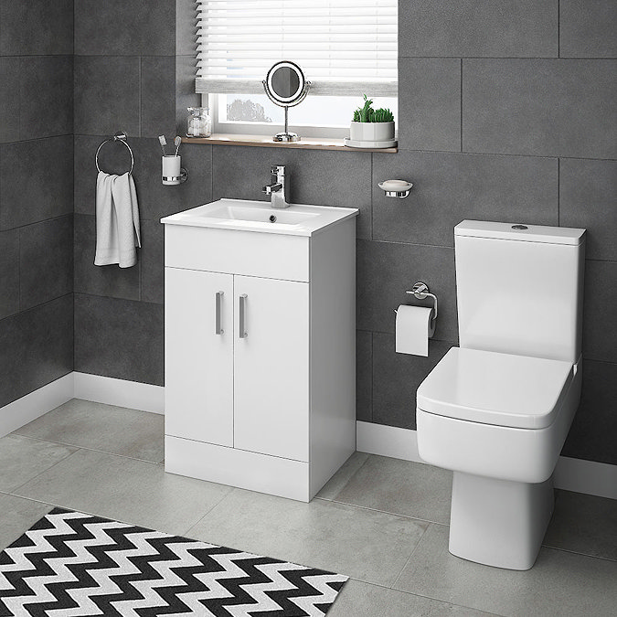 Toreno White 500mm Vanity Unit (Flat Packed)  Feature Large Image