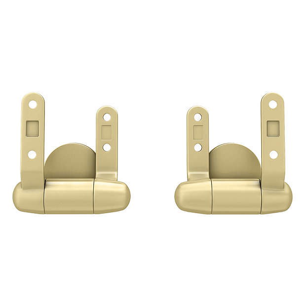 Toreno Wooden Toilet Seat Hinge Pack Brushed Brass Victorian Plumbing UK