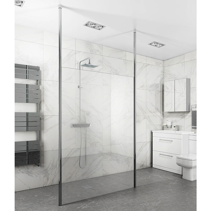 Toronto 8mm Wet Room Screen (Various Sizes) + 2 Ceiling Poles Large Image