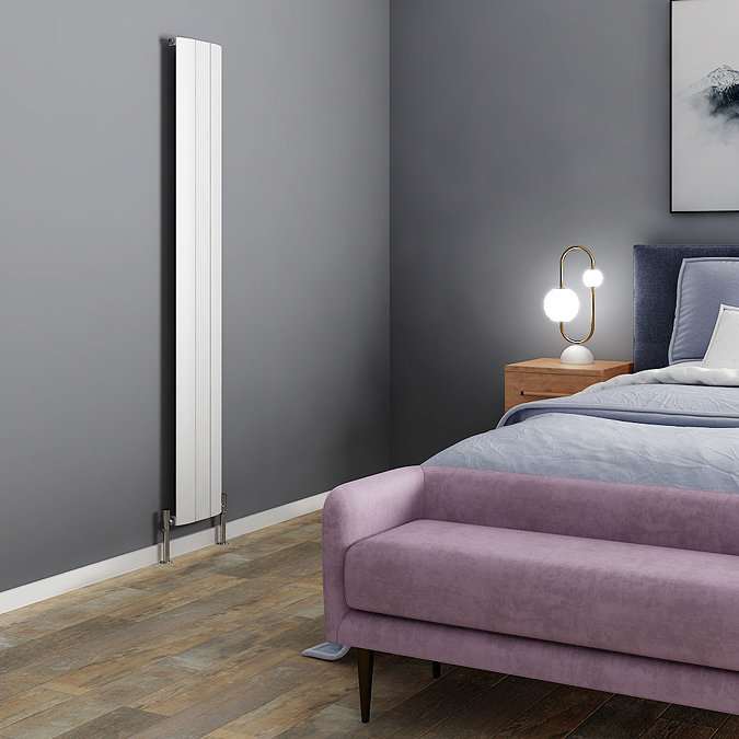 Toronto Aluminium White 1800 x 280mm Tall Vertical Radiator - 3 Sections Profile Large Image
